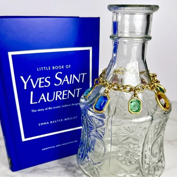 Yves Saint Laurent Ultra Rare Gold Plated Multicolored Jewel Charm Bracelet - Picture 6 of 12